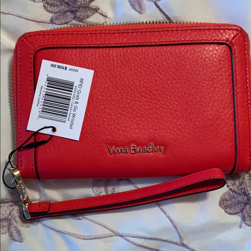 Vera Bradley RFID Leather wristlet.